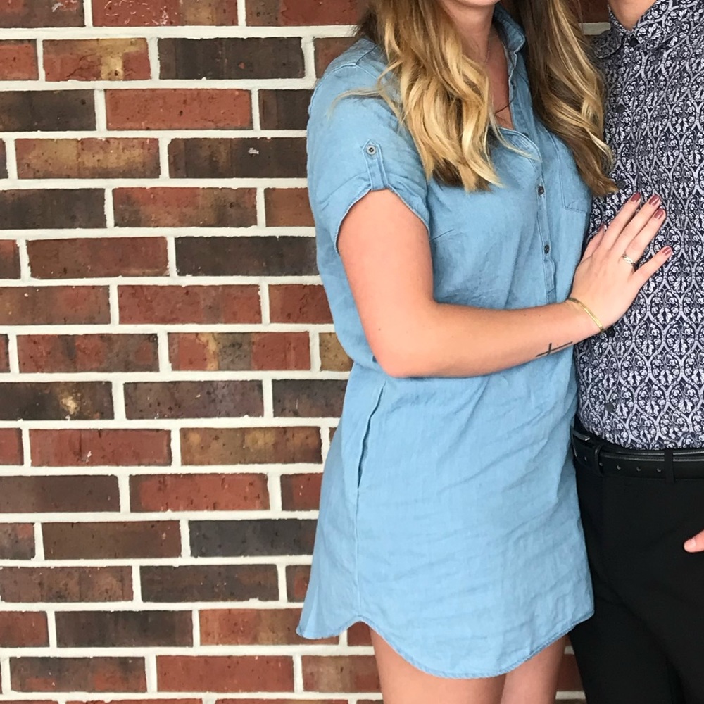 Denim tee dress w/pockets